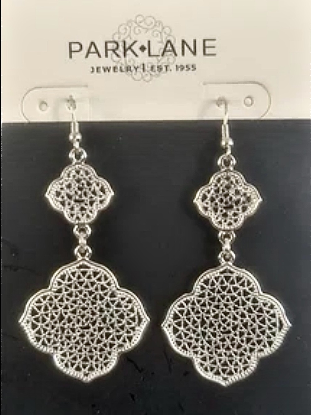 NWT Park Lane Moana Silver-tone Pierced Dangle Earrings Filigree Lattice